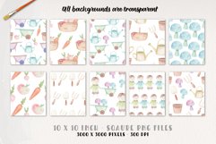 Spring Veg Patch Watercolor Patterns Seamless Garden Fun Product Image 2