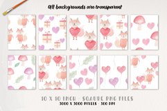 Love Foxes Watercolor Patterns Seamless Valentines Hearts Product Image 2