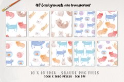 Fun Cats Watercolor Patterns Seamless Colourful Modern Product Image 3