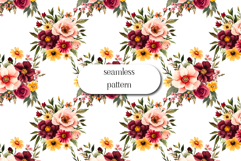 Romantic Burgundy Floral Seamless Pattern | Vintage Autumn Product Image 1