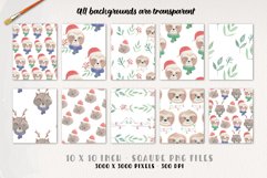 Sloth Raccoon Christmas Watercolor Patterns Seamless Festive Product Image 3