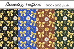 Vintage Floral Daisies and Bows, Aesthetic Floral Product Image 1