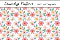 Seamless Tropical Plumeria and Butterfly Floral Watercolor Product Image 1