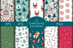10 CHRISTMAS seamless patterns EPS PNG JPG Product Image 1