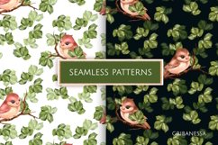 Seamless patterns with birds and leaves Product Image 1