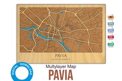 Pavia Italy 3d Map - Wood Multilayer Laser Cut files Product Image 4