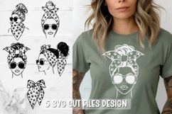 5 Woman with Messy Bun Dog Lover SVG for Cricut &amp; Silhouette Product Image 1