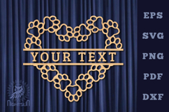 Paw Heart Lasercut Split Monogram SVG Product Image 1