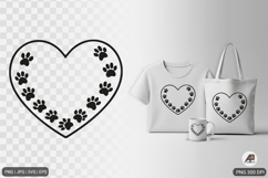 Paw Heart Shape SVG PNG Product Image 1
