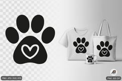 Paw Heart Shape SVG PNG Product Image 1