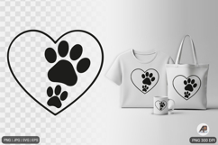 Paw Heart Shape SVG PNG Product Image 1