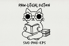 Hipster Cat Line Art Clipart, Funny Puns SVG | PNG | EPS Product Image 1