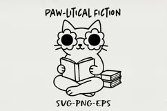 Hipster Cat Line Art Clipart, Funny Puns SVG | PNG | EPS Product Image 1