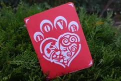Heart Shape Paw with Love Text and Face Papercut Card Design Product Image 3