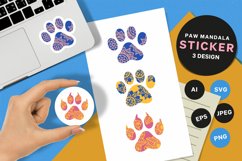 Colorful Mandala Paw Sticker Pack Product Image 1
