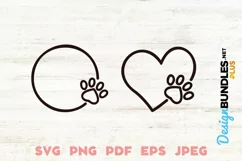 Paw Monograms Drawing SVG Cut File