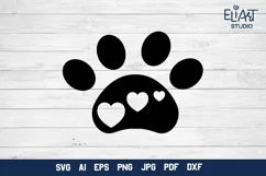 Paw Print with Hearts SVG | Dog Mom SVG Cut File