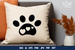 Paw Print with Hearts SVG | Dog Mom SVG Cut File