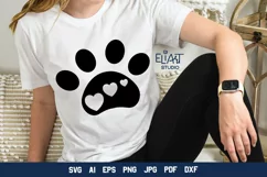Paw Print with Hearts SVG | Dog Mom SVG Cut File