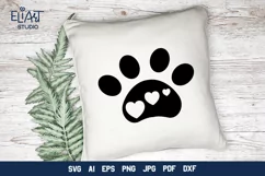 Paw Print with Hearts SVG | Dog Mom SVG Cut File
