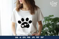 Paw Print with Hearts SVG | Dog Mom SVG Cut File