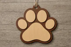 Paw Ornament SVG File, Christmas Laser Cut Product Image 1