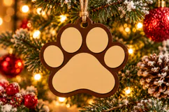 Paw Ornament SVG File, Christmas Laser Cut Product Image 2