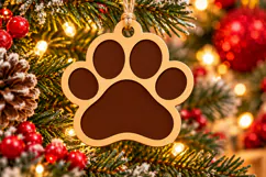 Paw Print Ornament SVG File, Christmas Laser Cut Product Image 2