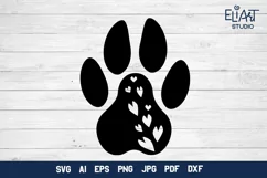 Paw Print with Hearts SVG | Dog Mom SVG Cut File