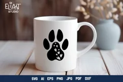 Paw Print with Hearts SVG | Dog Mom SVG Cut File