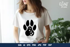 Paw Print with Hearts SVG | Dog Mom SVG Cut File