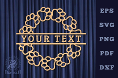 Paw Round Lasercut Split Monogram SVG Product Image 1