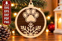 Paw Snowflake Christmas Ornament SVG Product Image 1