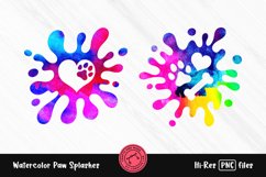 Paw Watercolor Splashes | Sublimation Designs Product Image 2