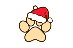 Paw Wearing Christmas Hat Ornament Laser Cut File Template Product Image 2