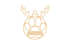 Paw with Reindeer Antlers Ornament Laser Cut File Template Product Image 2