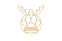 Paw with Reindeer Antlers Ornament Laser Cut File Template Product Image 2