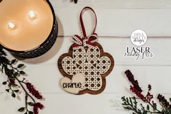Christmas Rattan Paw Print & Heart Pet Laser Ornament Product Image 2