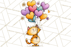 Colorful Valentine Dog and Cat Doodle Clipart PNG, Cute Pets Product Image 2