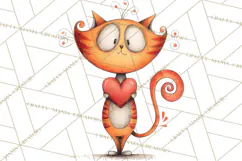 Colorful Valentine Dog and Cat Doodle Clipart PNG, Cute Pets Product Image 4