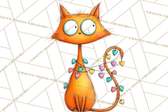 Colorful Valentine Dog and Cat Doodle Clipart PNG, Cute Pets Product Image 5