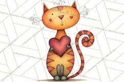 Colorful Valentine Dog and Cat Doodle Clipart PNG, Cute Pets Product Image 2