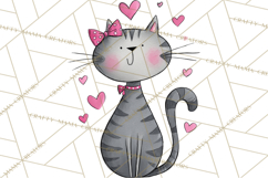 Colorful Valentine Dog and Cat Doodle Clipart PNG, Cute Pets Product Image 4