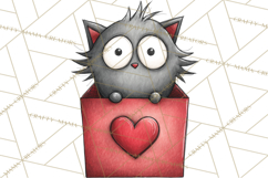 Colorful Valentine Dog and Cat Doodle Clipart PNG, Cute Pets Product Image 5