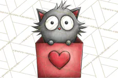 Colorful Valentine Dog and Cat Doodle Clipart PNG, Cute Pets Product Image 5