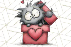 Colorful Valentine Dog and Cat Doodle Clipart PNG, Cute Pets Product Image 2
