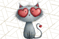 Colorful Valentine Dog and Cat Doodle Clipart PNG, Cute Pets Product Image 3