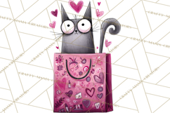 Colorful Valentine Dog and Cat Doodle Clipart PNG, Cute Pets Product Image 4