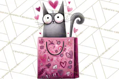 Colorful Valentine Dog and Cat Doodle Clipart PNG, Cute Pets Product Image 4
