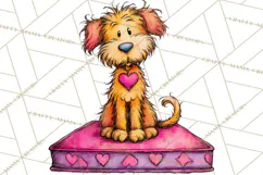 Colorful Valentine Dog and Cat Doodle Clipart PNG, Cute Pets Product Image 2